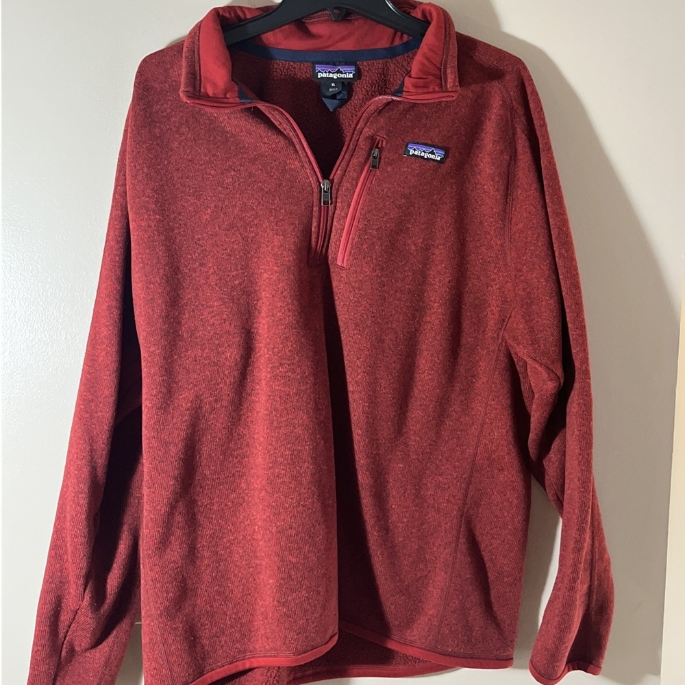 Patagonia Better Sweater Mens XL Red‎ 1/4 Zip Fleece Sweatshirt Pullover